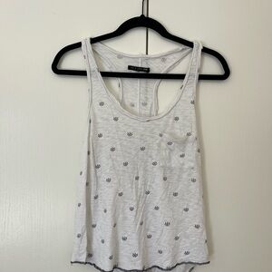 Women's White Tank Top with Black Pattern